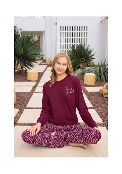 Aydoğan Kadın Asya Love Yourself Vişne Termal Pijama Takımı 250623