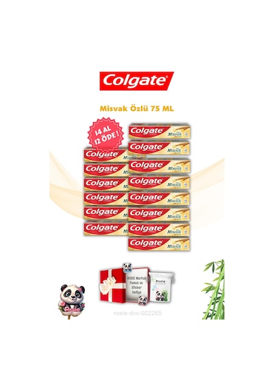 Colgate Misvak Özlü Diş Macunu 14 x 75 ML + Rosie Pamuk