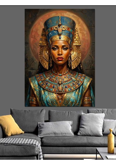 Mısır Kraliçesi Nefertiti Antik Portresi Dekoratif Kanvas - Mdf Ahşap Tablo