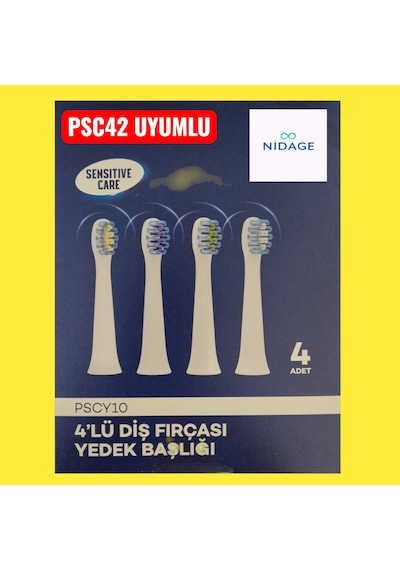 Nidage Psc42 Şarjlı Diş Fırçası + Psc42 Uyumlu Yedek Başlık 4'lü