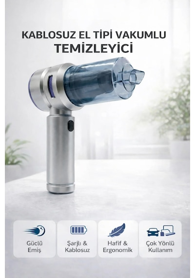 Castu Cs-59 Plus Max Motorlu Şarjlı Kablosuz El Ve Araç Süpürgesi 17000 Pa 100w