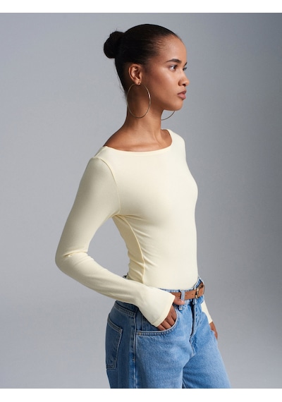 Dilvin 32549 Kayık Yaka Bodysuit-açık Sarı Açık Sarı