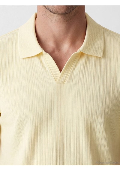 Lcwaıkıkı Classic Sarı Polo Yaka Strüktürlü Erkek Tişört