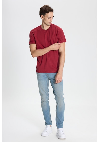 George Henry Pamuk Slim Fit Dar Kesim Bisiklet Yaka Tişört Bordo