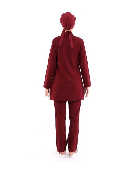 Soft Likralı Tesettür Forma Takım İki Çıtçıt - 6407 Bordo Soft-6119