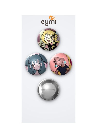 Laceys Wardrobe 3'lü Metal Rozet Seti 58mm İğneli Buton Çanta Yaka Rozeti Çok Renkli