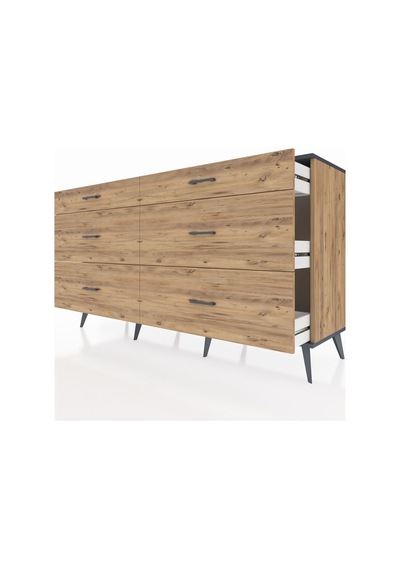 Hyperion Konsol 6 Çekmeceli 176x44x99 Çam-antrasit/çam Çam-antrasit/çam