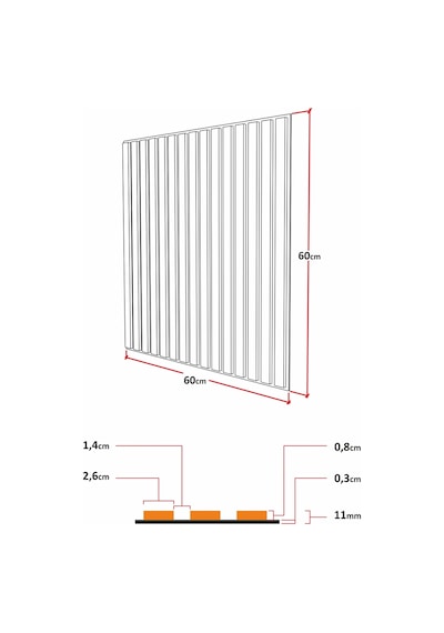 Ahşap Kare Akustik Duvar Kaplama Paneli Mdf 60x60cm Antrasit