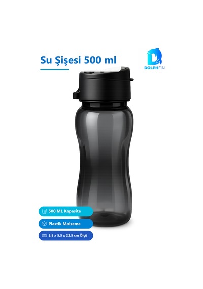 500 Ml Plastik Su Şişesi Suluk Matara Siyah
