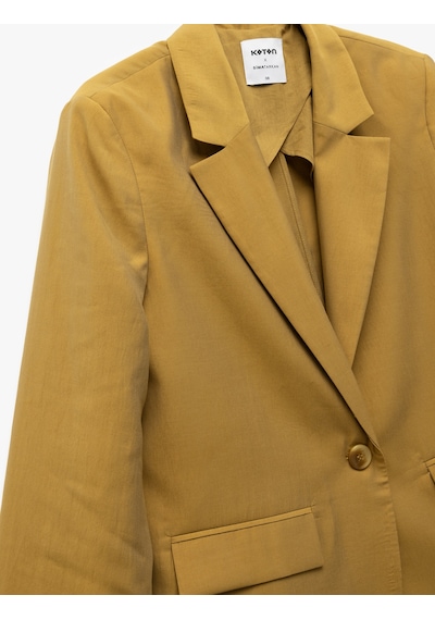 Koton Uzun Kollu Kapaklı Cep Detaylı Kruvaze Blazer Ceket Zeytin Yeşili 5sak50013ew Zeytin Yeşili