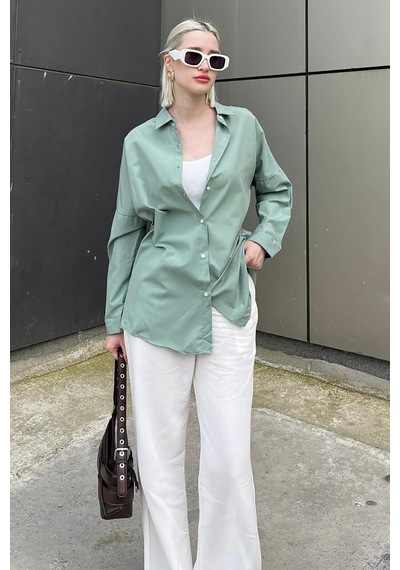 Madmext Mad Girls Çağla Yeşili Oversize Gömlek Mg1369-çağla Yeşili Çağla Yeşili