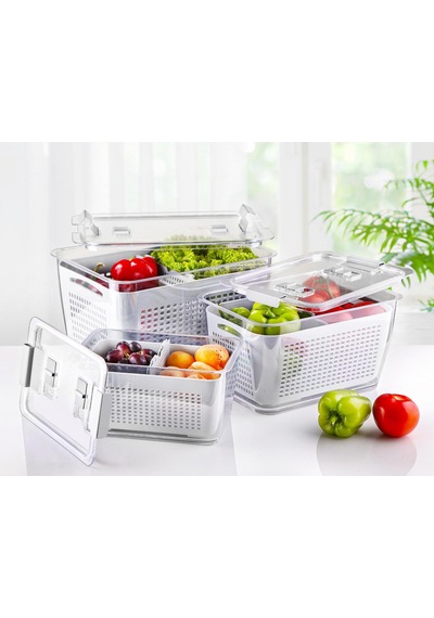 3' Lü 2.50lt-5 Lt - 9 Lt Organizer Sebze Meyve Buzdolabı İçi Düzenleyici Beyaz Ma210-b 1 Adet