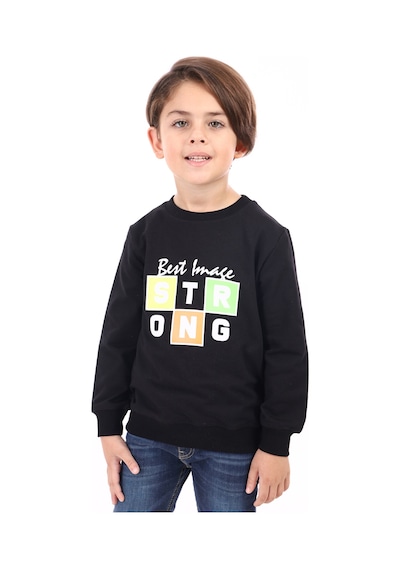 Toontoy Kids Toontoy Erkek Çocuk Strong Baskılı Sweatshirt Siyah
