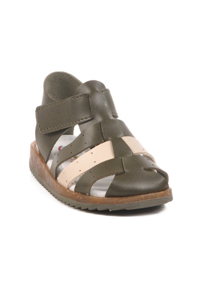 Haki Bej Cırtlı Hafif Unisex Çocuk Sandalet 17370 B Haki-bej