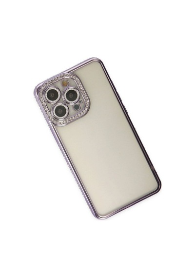 Apple iPhone Uyumlu   14 Pro Kılıf Joke Taşlı Silikon - Mor