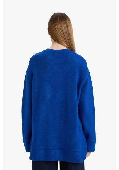Defacto Loose Fit Bisiklet Yaka Triko Kazak Tunik G7239ax25cwbe835 Mavi-be835