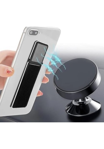 Spelt Manyetik Lastikli Kılıf Bandı Kayışlı Kılıf Askı Telefon Tutucu Yatay Dikey Stand Siyah