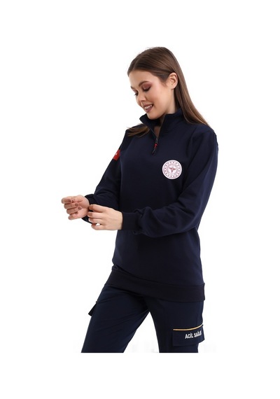 Paramedik Sweatshırt Kışlık Balıkçı Yaka Lacivert-7348