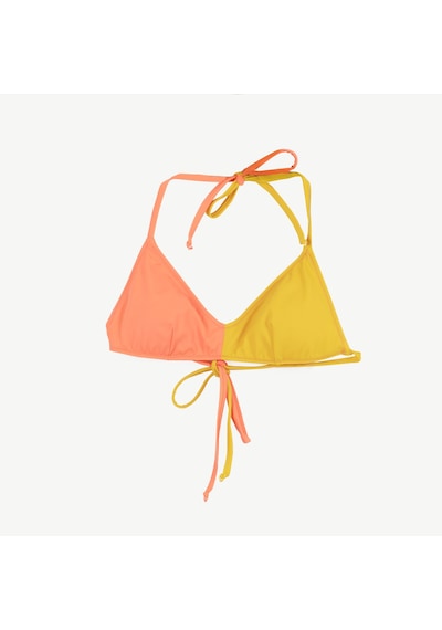 Yargıcı Renk Bloklu Bikini Üst Turuncu
