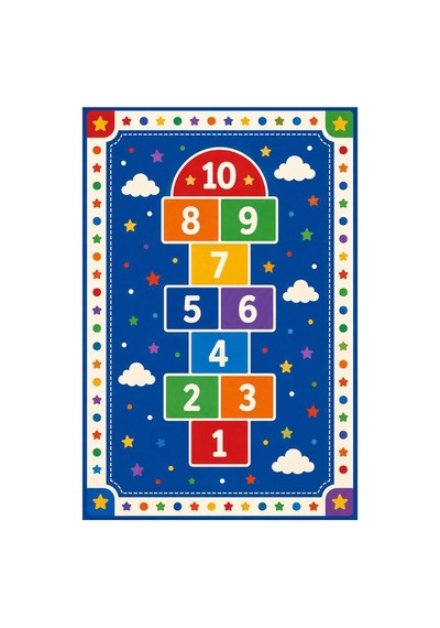 Kartela Halı Seksek Temalı Kaymaz Taban Çocuk Oyun Halısı - 60 x 90 CM