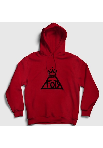Presmono Unisex Logo Fall Out Boy Kapüşonlu Sweatshirt Kırmızı