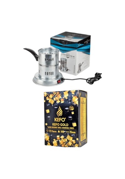 Kefo Galvaniz Elektrikli Nargile Köz Kömür Yakma Makinası / Ocağı + 1kg Nargile Kömürü