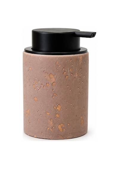 Terra Stoneware Traverten Dokulu Siyah Pompalı Dekoratif Sıvı Sabunluk 500 Ml , 13 X 7.5 Cm Koyu Pembe