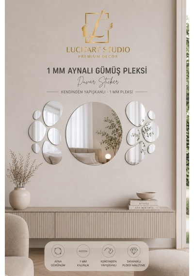 Lunar Cycle Gümüş Ayna Seti - Ayın Halleri Temalı 1mm Pleksi - Modern Salon, Antre Ve Mutfak Duvar Dekoru 60x27 Cm Gümüş Gümüş Lunar Cycle Gümüş Ayna Seti - Ayın Halleri Temalı 1mm Pleksi - Modern Salon, Antre Ve Mutfak Duvar Dekoru 60x27 Cm Gümüş Gümüş