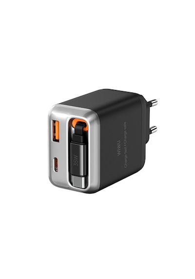Wiwu Wi-g029 Helix Series Gan Technology Fast Charging Head Usb-a To Type-c Pd 35w Type-c Wired Charging Set 70 Cm