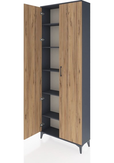 Arges Dolap 5 Raflı 2 Kapaklı 88x30x243 Antrasit-çam Antrasit