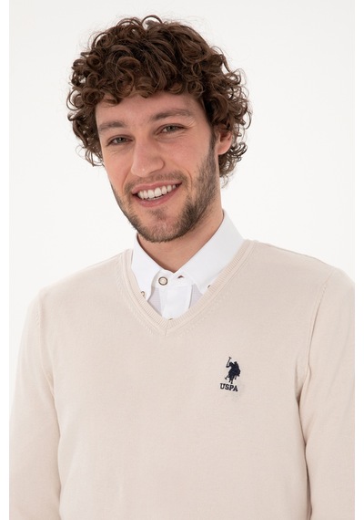 U.S. Polo Assn. Erkek Krem Melanj Basic Kazak 50288881-VR159