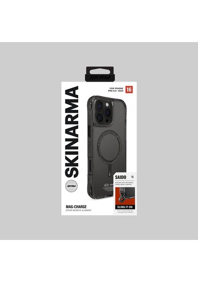 Apple iPhone 16 Pro Max Uyumlu Kılıf Magsafe Şarj Özellikli Şeffaf Airbag Tasarımlı Skinarma Saido Siyah