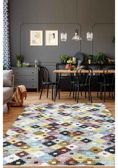 Valencıa-1502 Kaymaz Taban Dekoratif Modern Yıkanabilir Kolay Temizlenen Salon Balkon Mutfak Halısı Kilim Yolluk