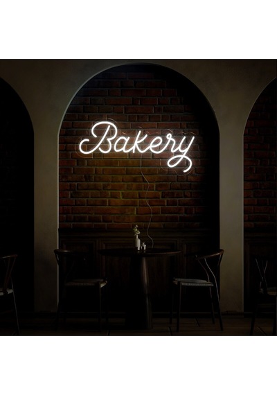 Bakery Yazılı Neon Tabela Beyaz