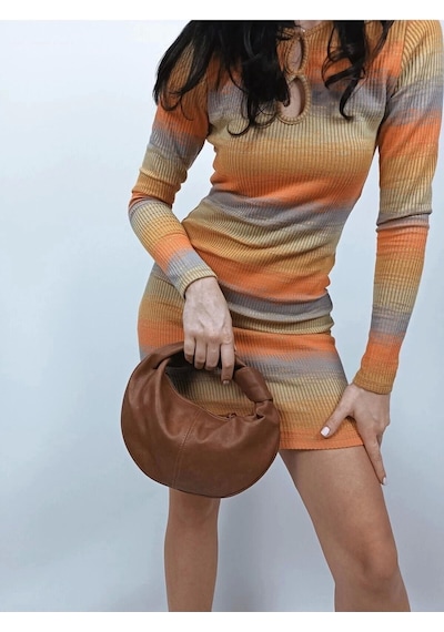 Glemix Helen Düğümlü Taba Cilt Trend Mini Kadın El Çantası Taba
