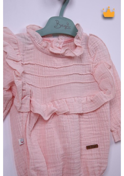 Babyhola Kız Bebek Çıtçıtlı Badi Müslin Fırfırlı Bayramlık 22412 Somon