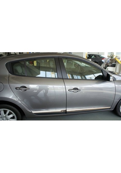 Renault Megane 3 Hb Uyumlu Yan Kapı Çıtası 4 Parça 2010 Üzeri Paslanmaz Krom