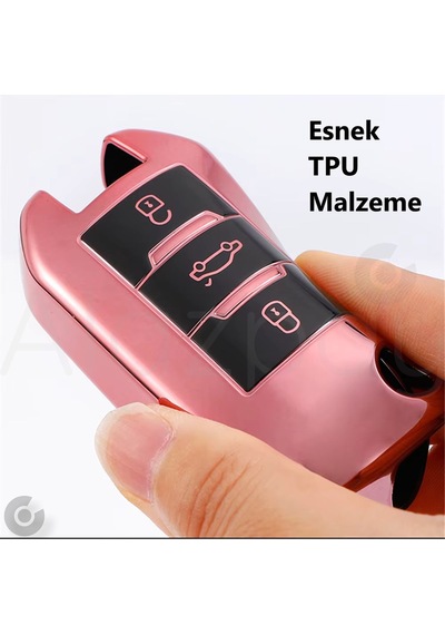 Peugeot 208 301 307 308 508 2008 3008 Partner Parlak Tpu Anahtar Kılıfı Kırmızı