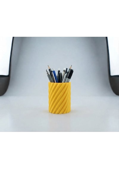 3d Tasarım Modern Spiral Kalemlik Ve Masa Düzenleyici Dekoratif Kalemlik Sarı
