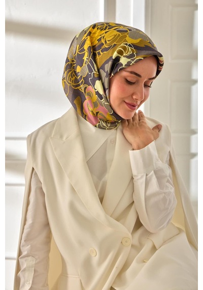 Silk Home Twill İpek Eşarp 11483-11 Antrasit, Sarı, Pembe, Gri, Füme, Yağ Yeşili