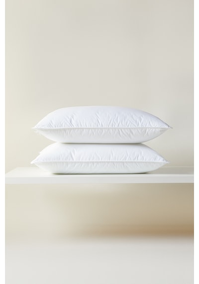 Ocean Home Textile 2'li %100 Pamuk Kumaş Kaz Tüyü Konforunda Saten Biyeli 900 Gr Mikrojel Yastık Seti 50 X 70 Cm Beyaz