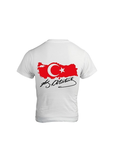 Alpşan Ticaret 23 Nisan Baskılı Unisex Çocuk/yetişkin Tişört Çift Taraflı Baskı Çocuk Bayramı T-shirt 37 Beyaz