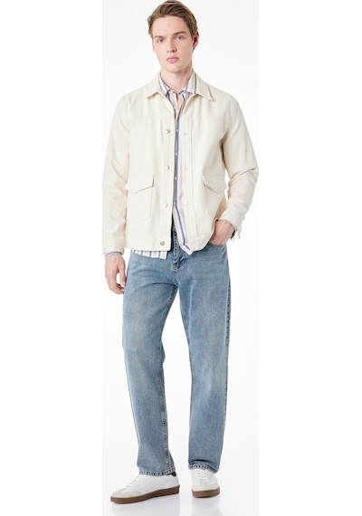 Koton Pamuklu Normal Bel Vintage Straight Jean Pantolon Petrol 6sam40263nd