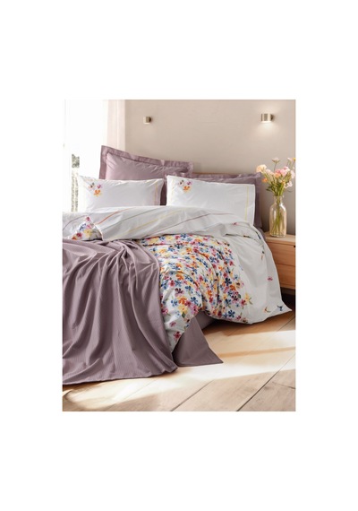 Cotton Box Vivid Çift Kişilik Pikeli Nevresim Takımı Flurry Lila