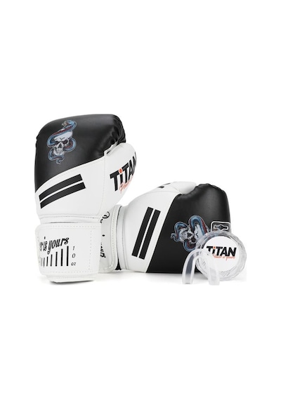 Titan Sport Siyah Beyaz Yılan Kurukafa Desenli Boks Eldiveni 2'li Set Çok Renkli