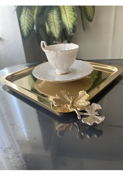 KARE KELEBEKLİ GOLD TEPSİ 1 ADET 1. KALİTE  (HEDİYELİ) KAHVE SÖZ