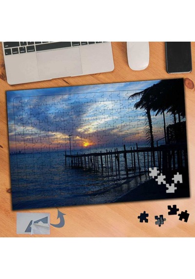 Gün Batımında Deniz İskelesi 240 Parça Puzzle Yapboz Tablo-651