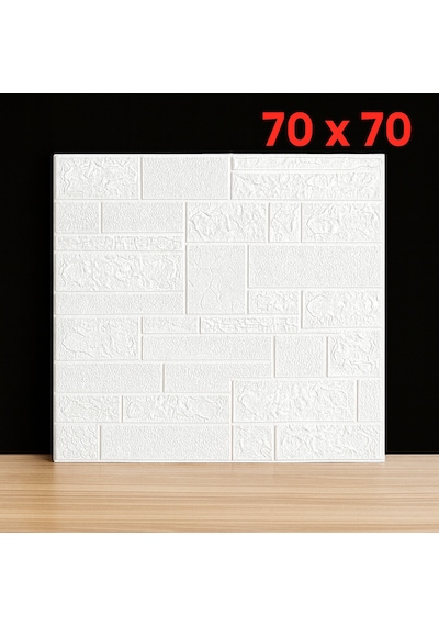 6 Adet 70x70cm Beyaz 3d Dekoratif Kendinden Yapışkanlı Taş Ev Tuğla Kesme Taş Köpük Duvar -