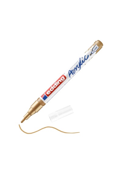 Edding 5300 Akrilik Markör İnce - Altın - 1 Su Geçirmez Akrilik Markör - İnce Yuvarlak Uçlu 1-2 Mm