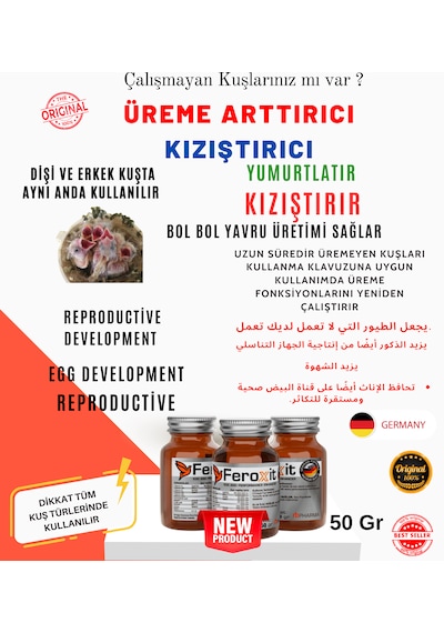 Feroxit Kızıştırıcı E Vitamini Üreme Arttırcı Tüm Kuş Türleri İçin 50 G